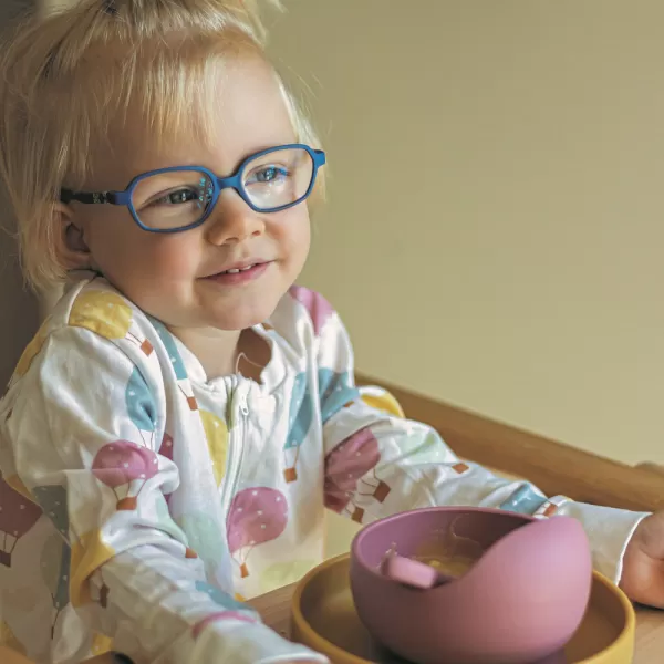 PETITE&MARS Set jedálenský silikónový TAKE&MATCH 2 ks miska + príbor 6m+