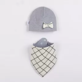 New Baby Dojčenská čiapočka so šatkou na krk Missy