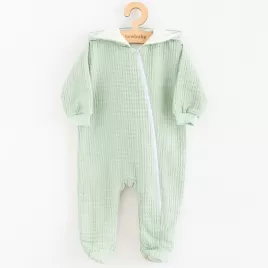 New Baby Dojčenský mušelínový overal s kapucňou Comfort clothes