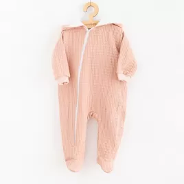 New Baby Dojčenský mušelínový overal s kapucňou Comfort clothes