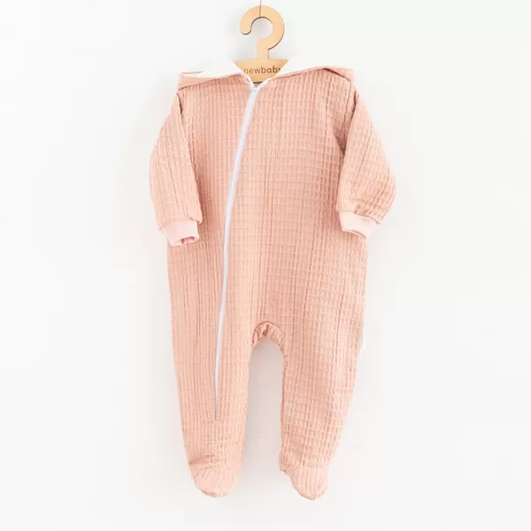 New Baby Dojčenský mušelínový overal s kapucňou Comfort clothes