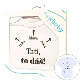 New Baby Body s potlačou Už mám 1 rok modré - darčekové balenie