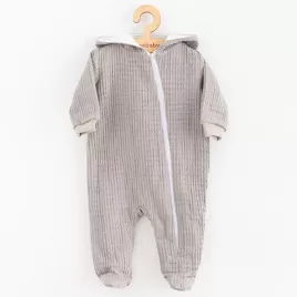 New Baby Dojčenský mušelínový overal s kapucňou Comfort clothes