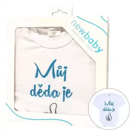 New Baby Body s potlačou Už mám 1 rok modré - darčekové balenie