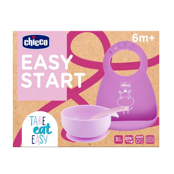 CHICCO Set jedálenský silikónový - 6m+