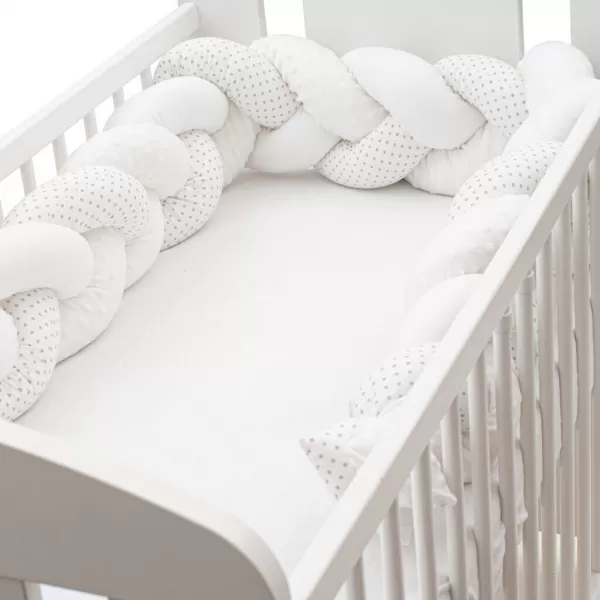 New Baby Ochranný mantinel do postieľky vrkoč Minka a Bodka šedá