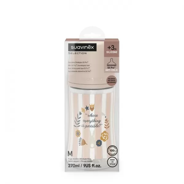 SUAVINEX Dojčenská fľaša WONDERLAND 270ml FYZIOL PRIETOK M