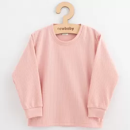 New Baby Detské bavlnené tričko s dlhým rukávom Kindergarten púdrovo ružové