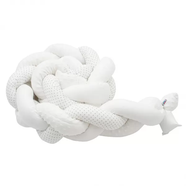 New Baby Ochranný mantinel do postieľky vrkoč Minka a Bodka šedá