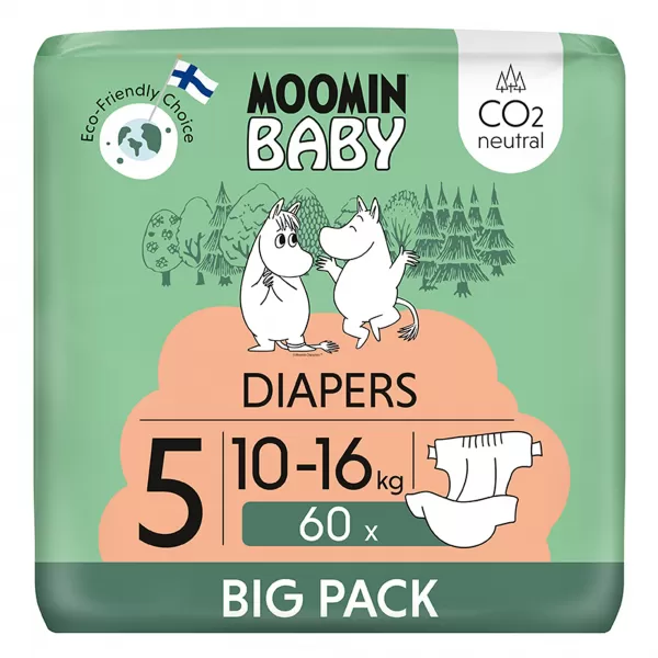 Moomin Baby 5 Maxi+ 10–16 kg (2 ks), ekologické plienky