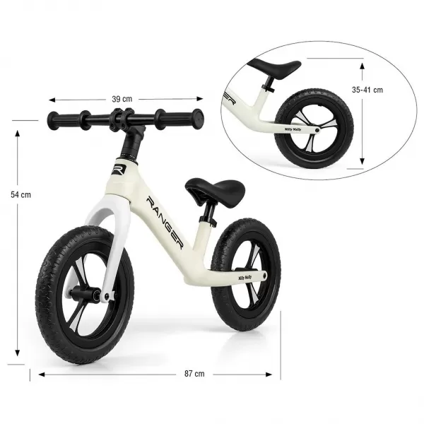 Milly Mally Baby Balance Bike Ranger White
