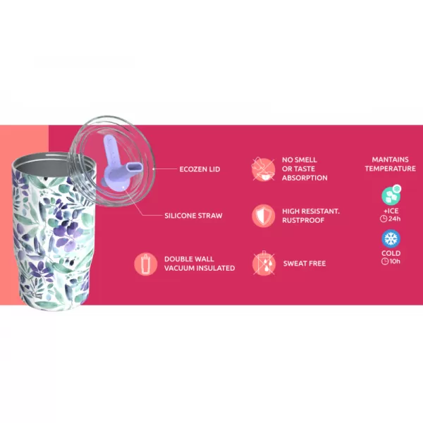 Qukoka z nehrdzavejúcej ocele Thermo -Spray so slamou 720 ml