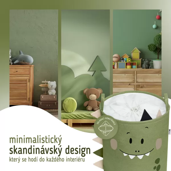 SIPO Basket XL Hračky so šnúrou, skladacia bavlna / 63 l, dino