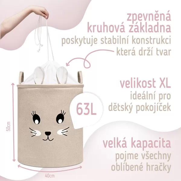 Hračky sipo hračiek xl s šnúrou, skladacia bavlna / 63 l