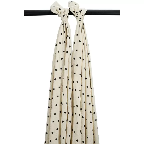 Meyco Sladké srdce 120x120 cm 2 -pack - mäkký piesok/čierny