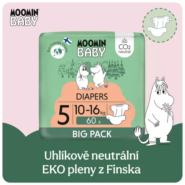 Moomin Baby 5 Maxi+ 10–16 kg (2 ks), ekologické plienky