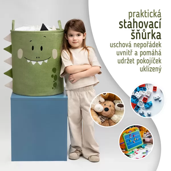 SIPO Basket XL Hračky so šnúrou, skladacia bavlna / 63 l, dino