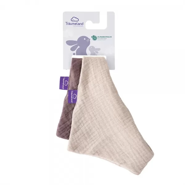 TRÄUMELAND Bandana Bib 2 ks Beige & Chocolate Flaume