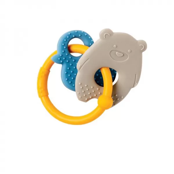 NATTOU Silikónové hryzátko BPA free Lapidou medvedík šedý